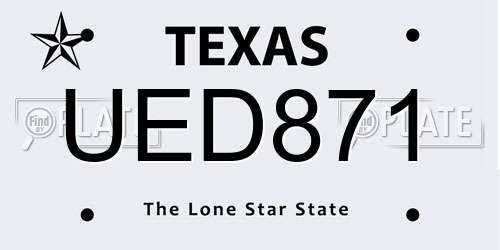 UED871 Texas License Plate