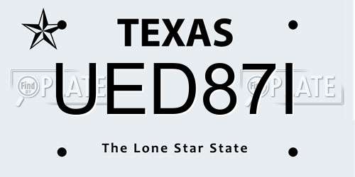 UED87I Texas License Plate