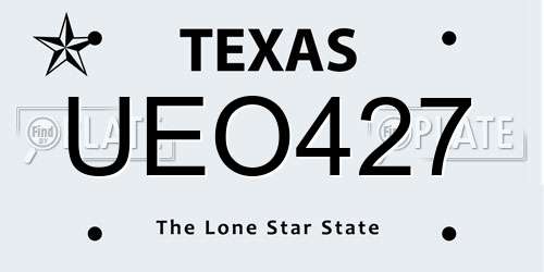 UEO427 Texas License Plate