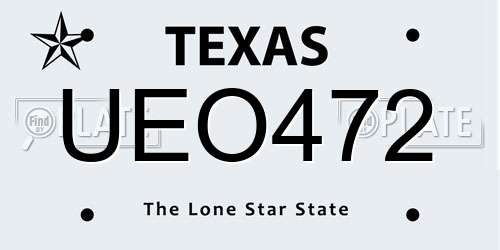 UEO472 Texas License Plate