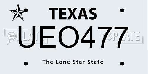 UEO477 Texas License Plate