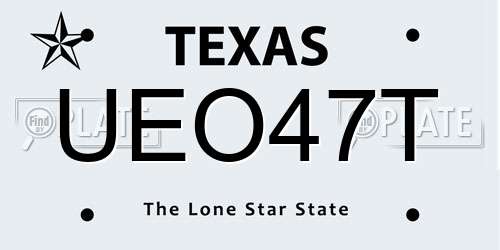 UEO47T Texas License Plate