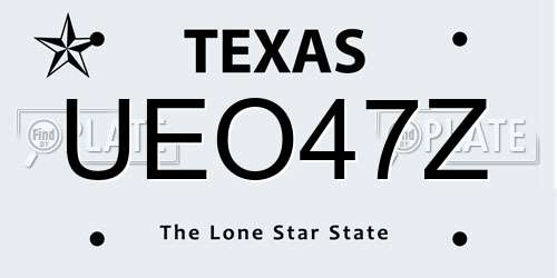 UEO47Z Texas License Plate