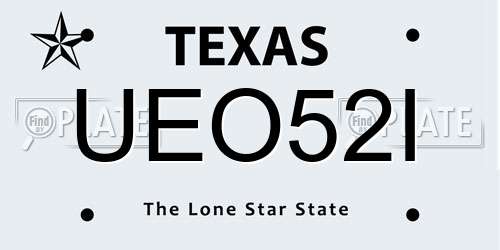 UEO52I Texas License Plate