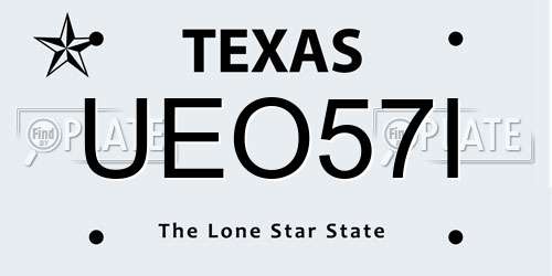 UEO57I Texas License Plate