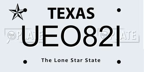 UEO82I Texas License Plate