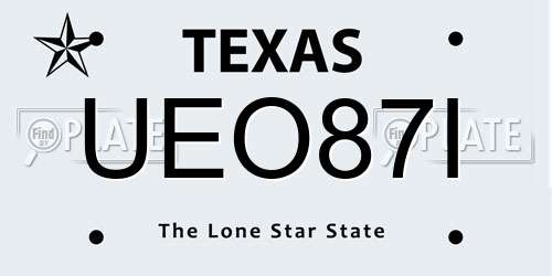 UEO87I Texas License Plate