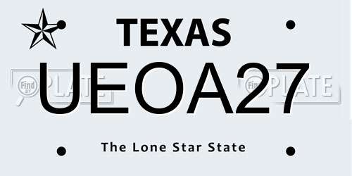UEOA27 Texas License Plate