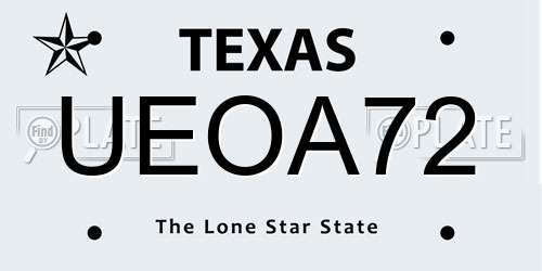 UEOA72 Texas License Plate