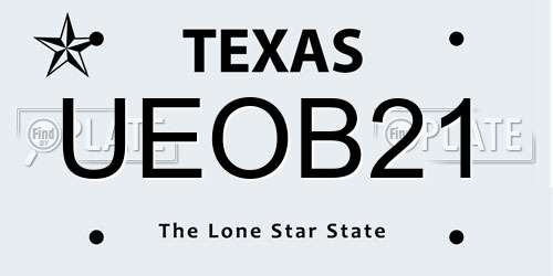 UEOB21 Texas License Plate