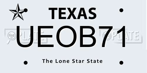 UEOB71 Texas License Plate