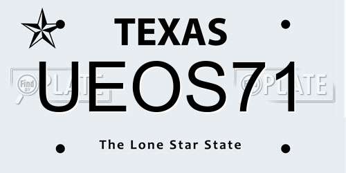 UEOS71 Texas License Plate