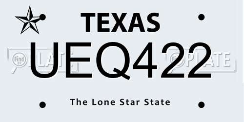 UEQ422 Texas License Plate