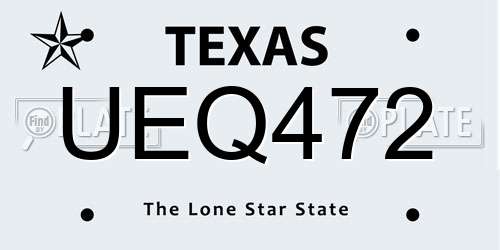 UEQ472 Texas License Plate