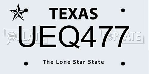 UEQ477 Texas License Plate