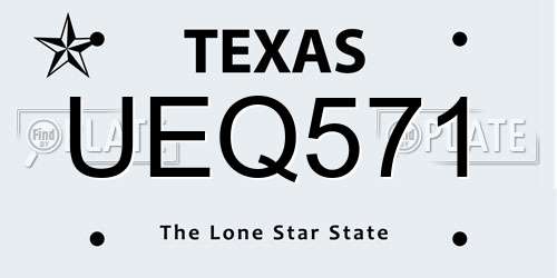 UEQ571 Texas License Plate