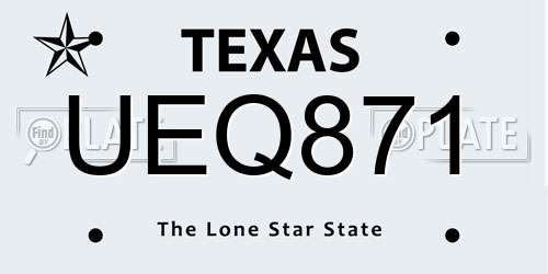 UEQ871 Texas License Plate
