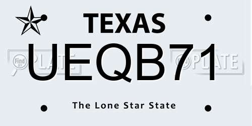 UEQB71 Texas License Plate