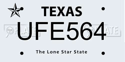 UFE564 Texas License Plate