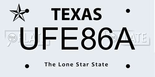 UFE86A Texas License Plate
