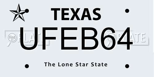 UFEB64 Texas License Plate