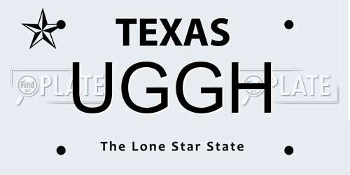 UGGH Texas License Plate