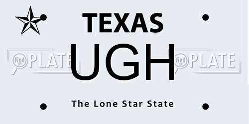 UGH Texas License Plate