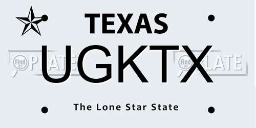 UGKTX Texas License Plate