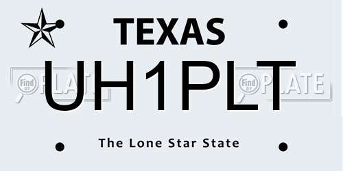 UH1PLT Texas License Plate