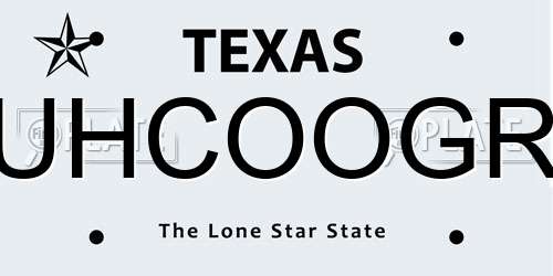 UHCOOGR Texas License Plate