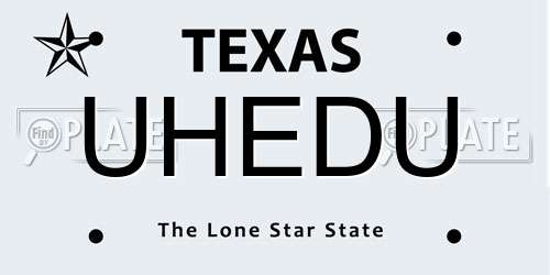 UHEDU Texas License Plate