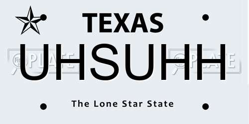UHSUHH Texas License Plate