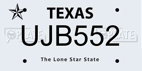 UJB552 Texas License Plate