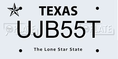 UJB55T Texas License Plate