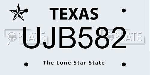 UJB582 Texas License Plate