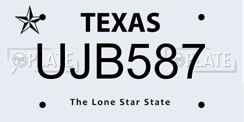 UJB587 Texas License Plate