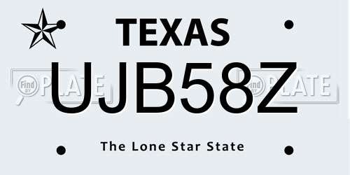 UJB58Z Texas License Plate