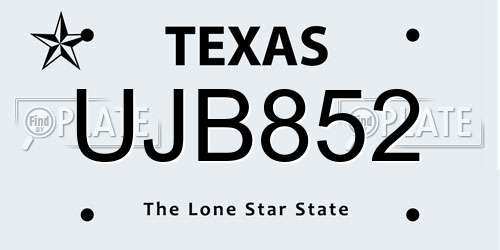 UJB852 Texas License Plate