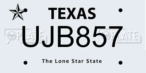 UJB857 Texas License Plate