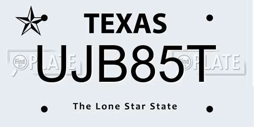 UJB85T Texas License Plate