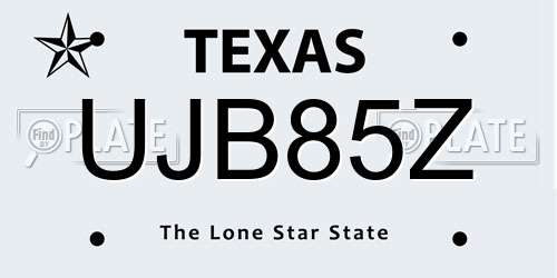 UJB85Z Texas License Plate