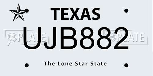 UJB882 Texas License Plate