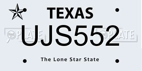 UJS552 Texas License Plate