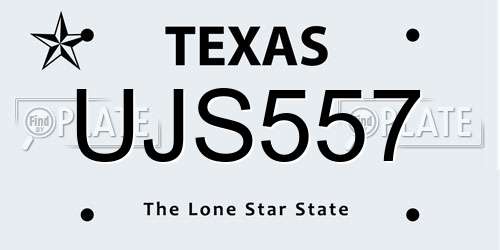 UJS557 Texas License Plate