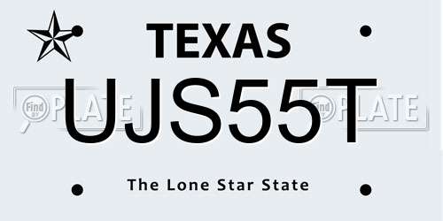 UJS55T Texas License Plate