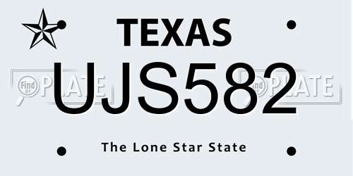 UJS582 Texas License Plate