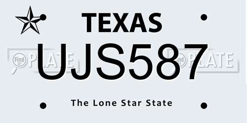 UJS587 Texas License Plate
