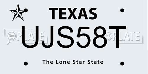 UJS58T Texas License Plate