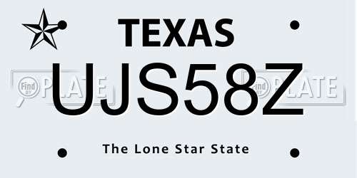 UJS58Z Texas License Plate