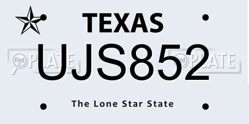 UJS852 Texas License Plate